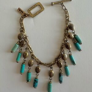 Vanessa Mooney Turquoise and Gold Charm Bracelet